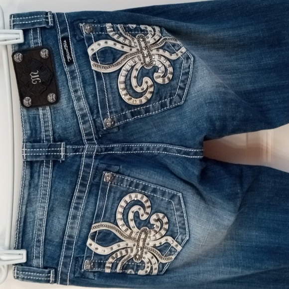 Miss Me Women's Blue Boot Cut Jeans with Raw Hem Size 29 - Picture 4 of 16